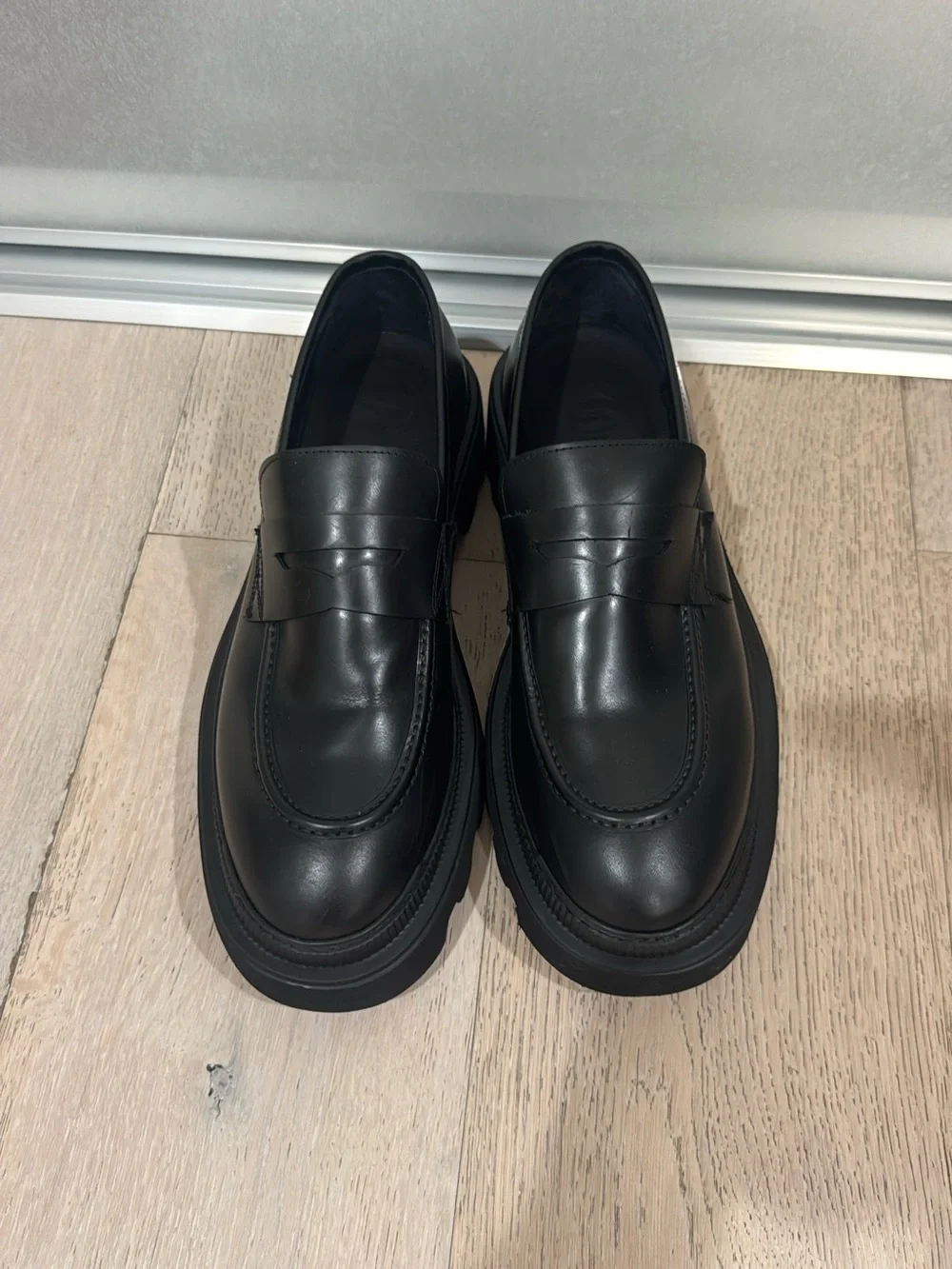Men's Black Chunky Penny Loafers